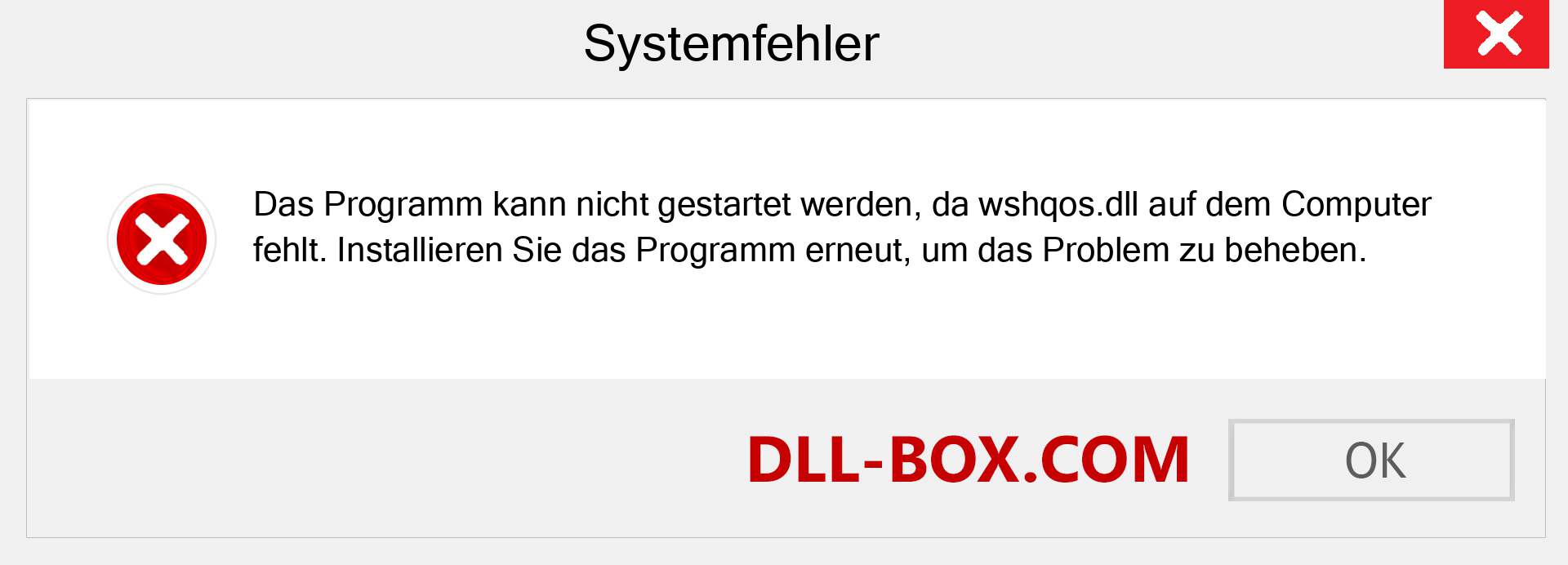 wshqos.dll-Datei fehlt?. Download für Windows 7, 8, 10 - Fix wshqos dll Missing Error unter Windows, Fotos, Bildern